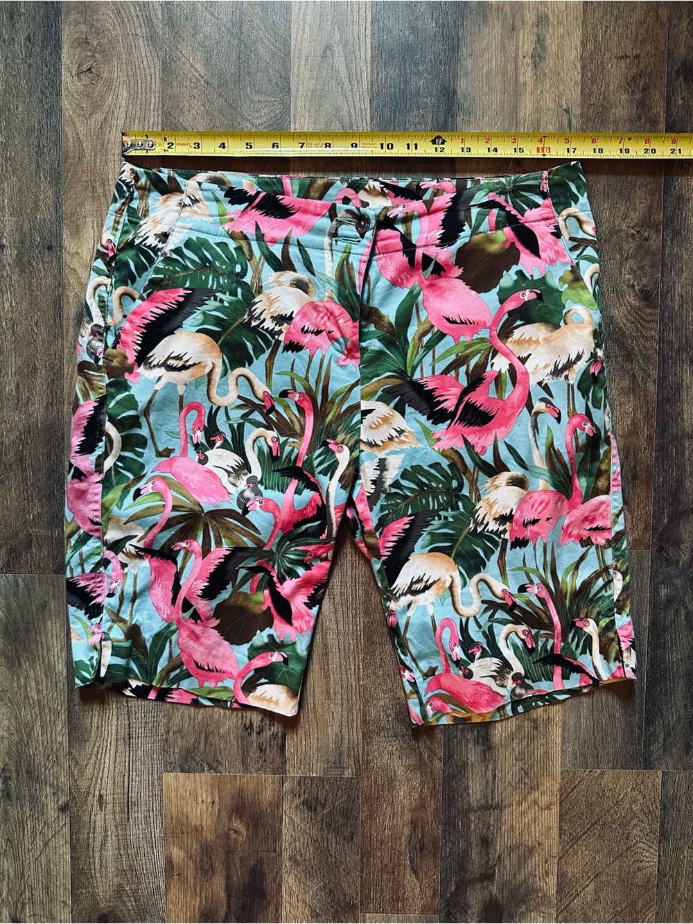 🦩WOMENS LOUDMOUTH GOLF CHINO SHORTS FLAMINGO PRINT SIZE 10 / 35” WAIST🦩